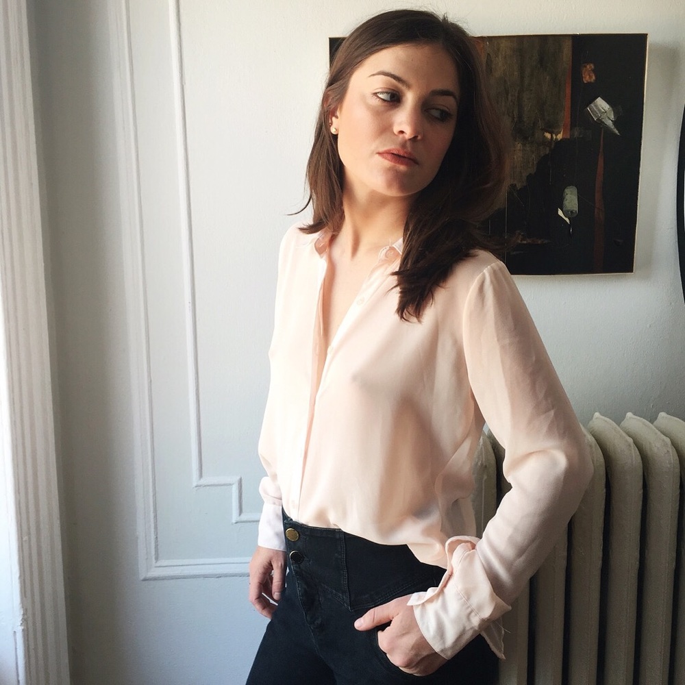 Olive & Oak pink chiffon blouse.